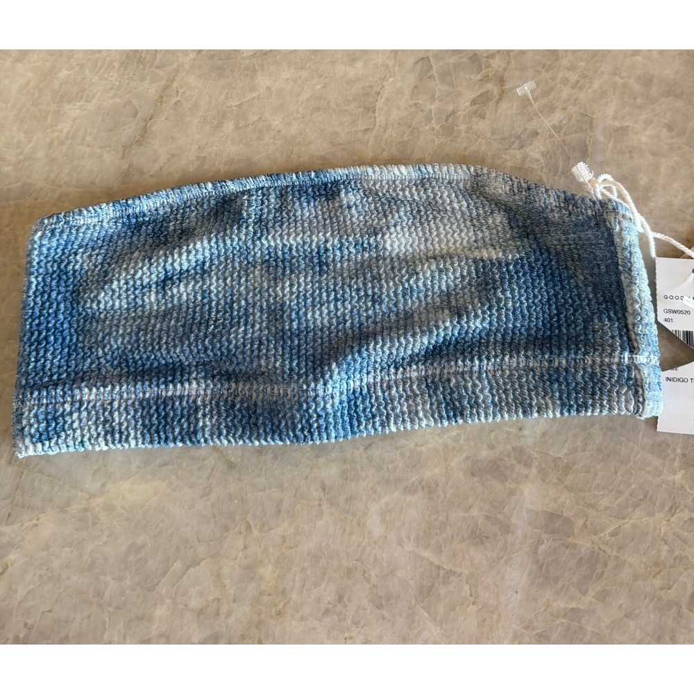 NWT Good American Always Fits Bandeau Bikini Top Indigo Tie Dye GSW0520 Size 1/2